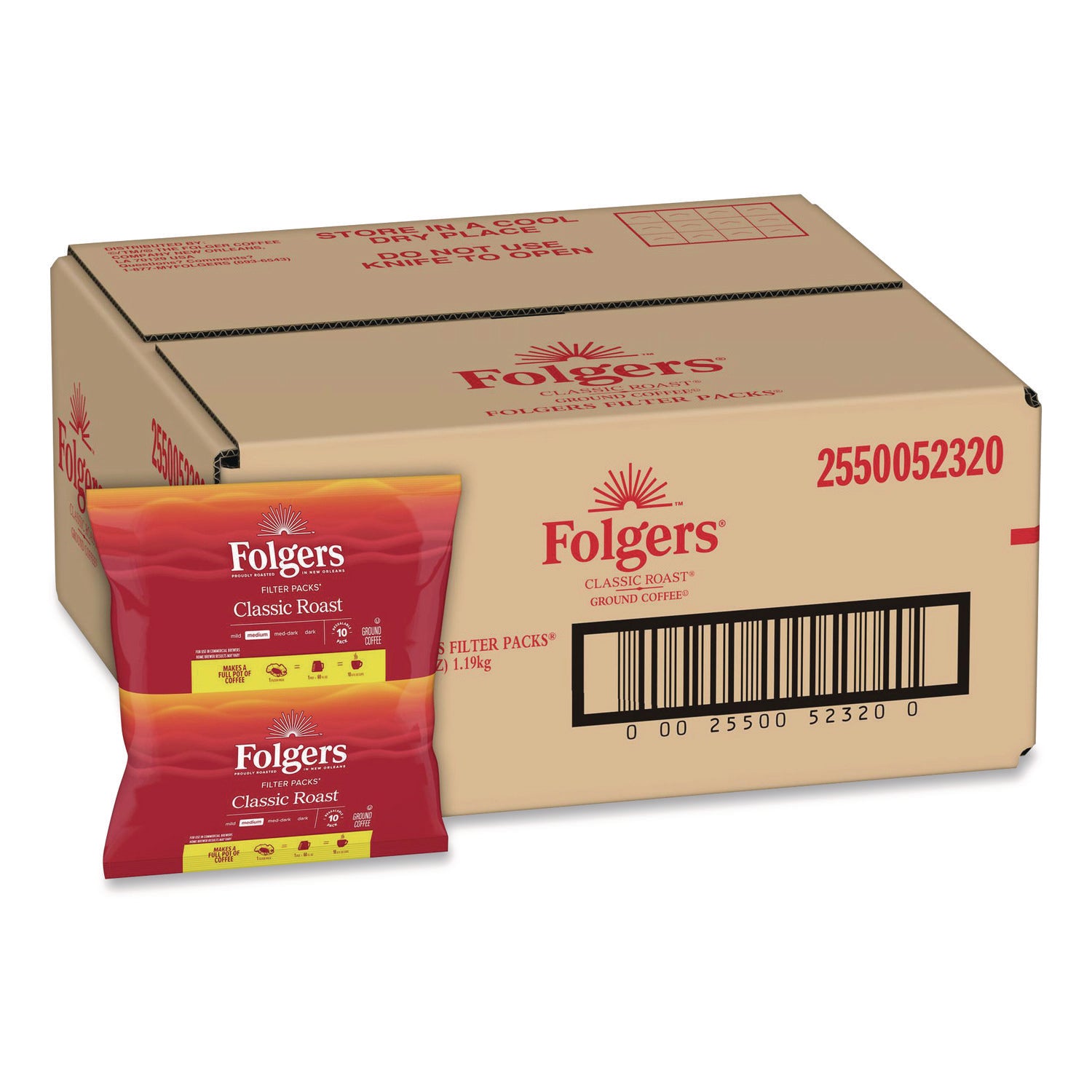 Coffee Filter Packs, Regular, 1.05 oz Filter Pack, 40/Carton