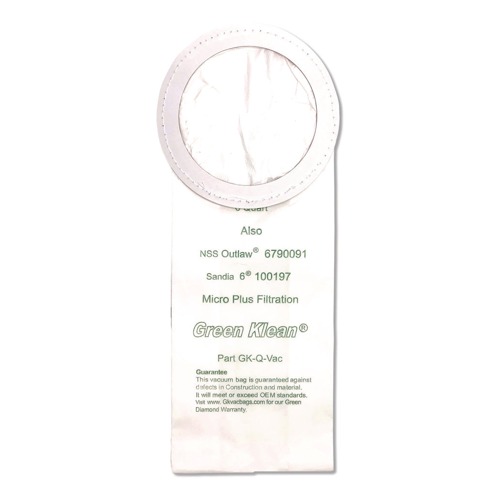 Replacement Vacuum Bags, Fits NSS Outlaw/ProTeam QuarterVac/Sandia/Sanitaire, 10/Pack