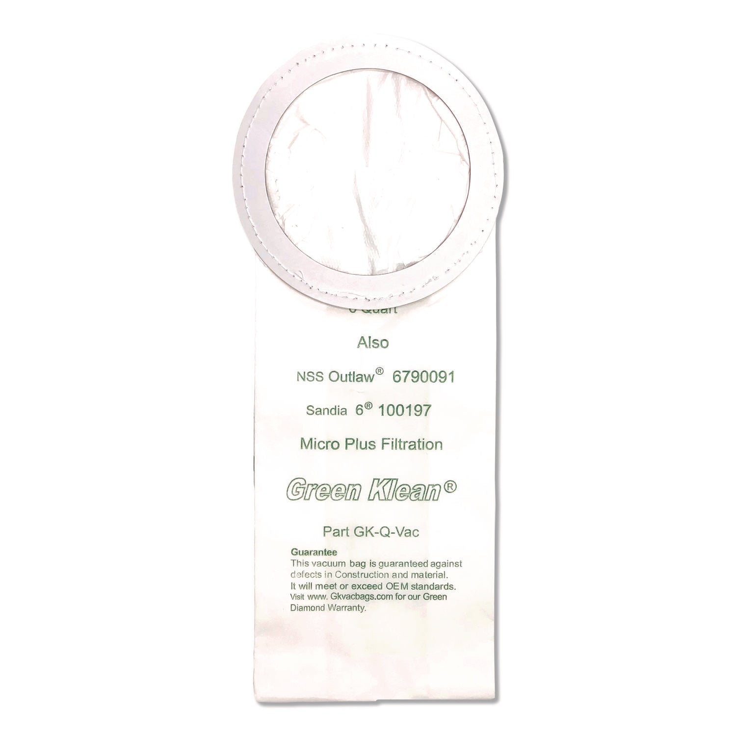 Replacement Vacuum Bags, Fits NSS Outlaw/ProTeam QuarterVac/Sandia/Sanitaire, 10/Pack