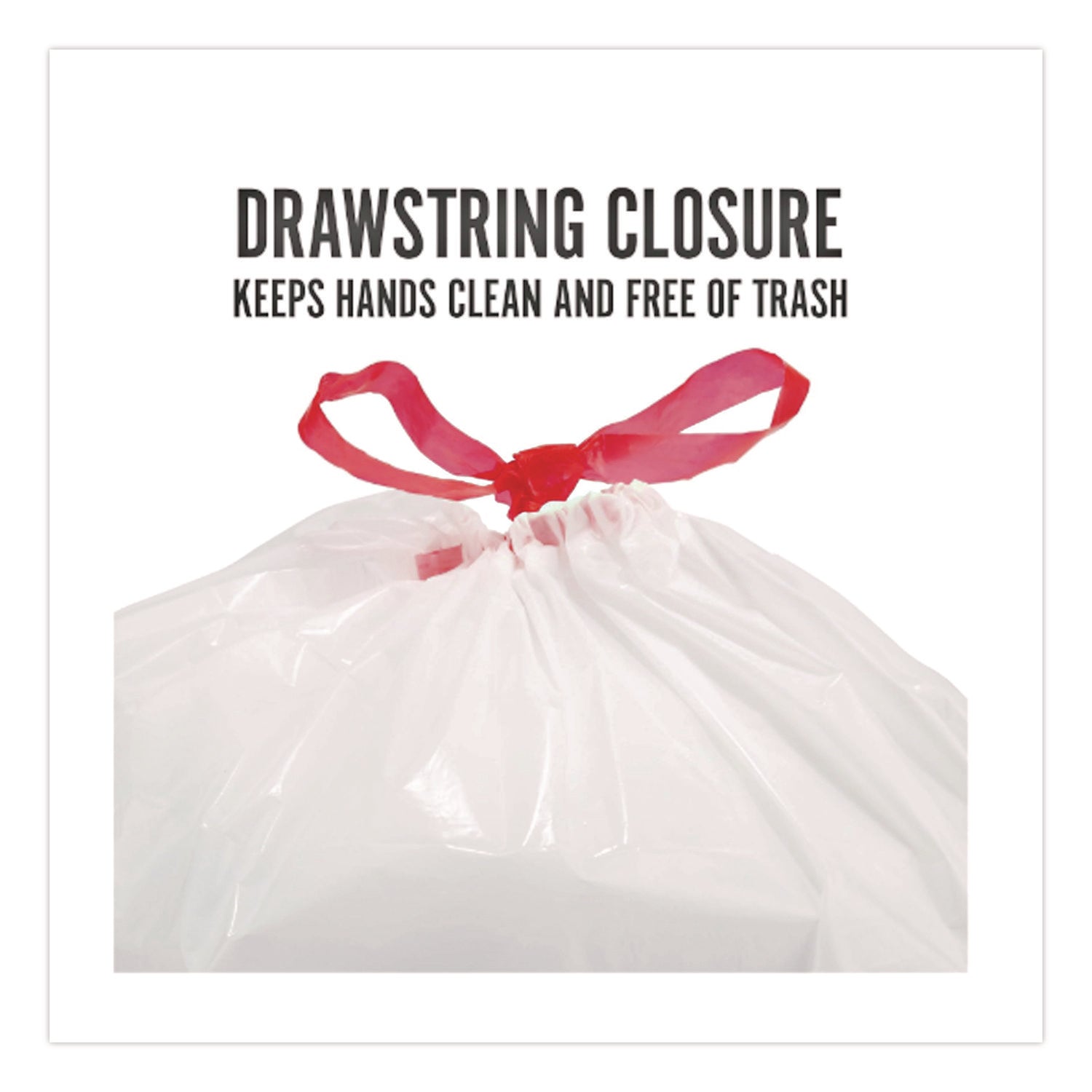 Drawstring Tall Kitchen Trash Bags, 13 gal, 0.9 mil, 28" x 24", White, 120/Box