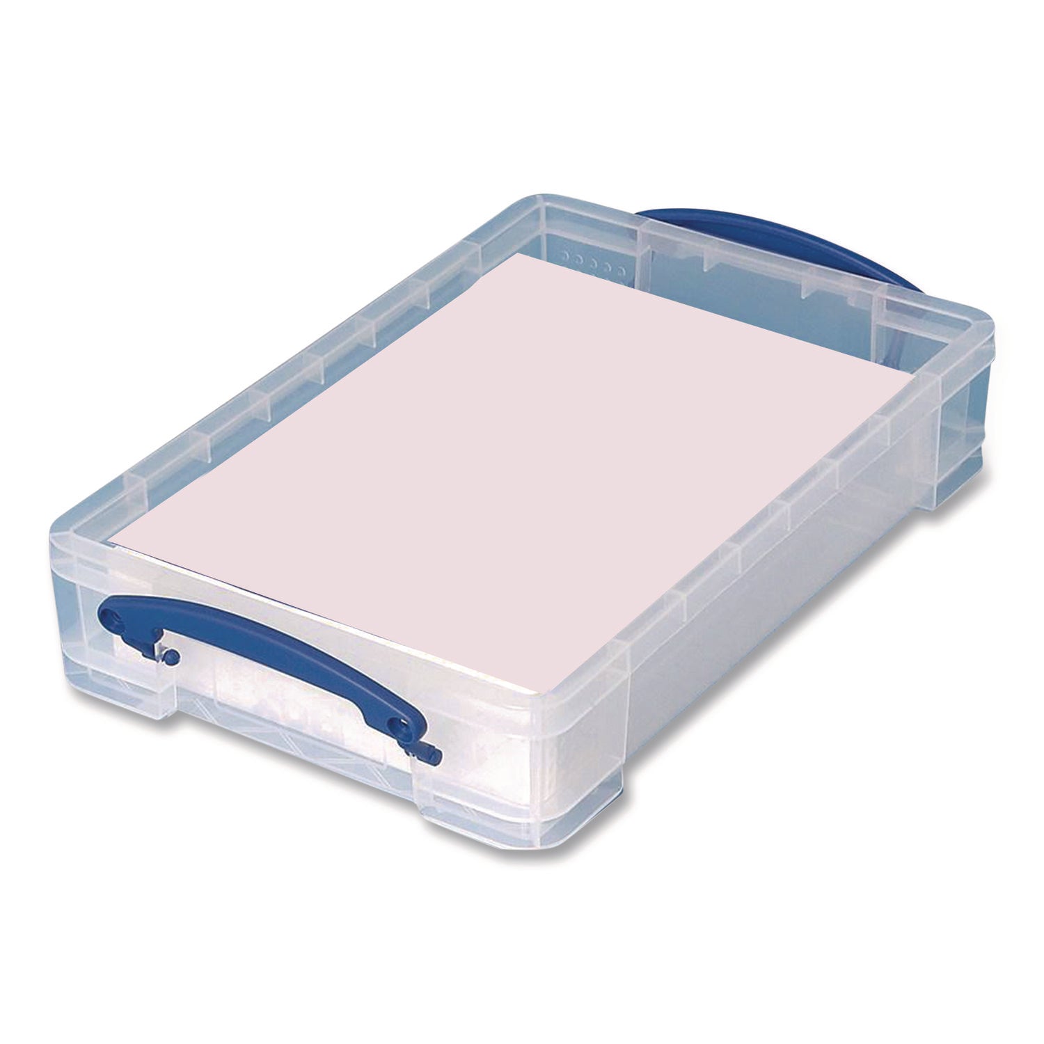 Snap-Lid Storage Bin, 1.05 gal, 10.25" x 14.5" x 3.37", Clear/Blue