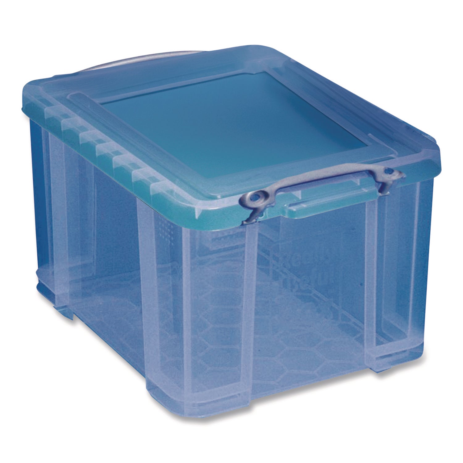 Snap-Lid Storage Bin, 8.45 gal, 14" x 18" x 12.25", Transparent Blue
