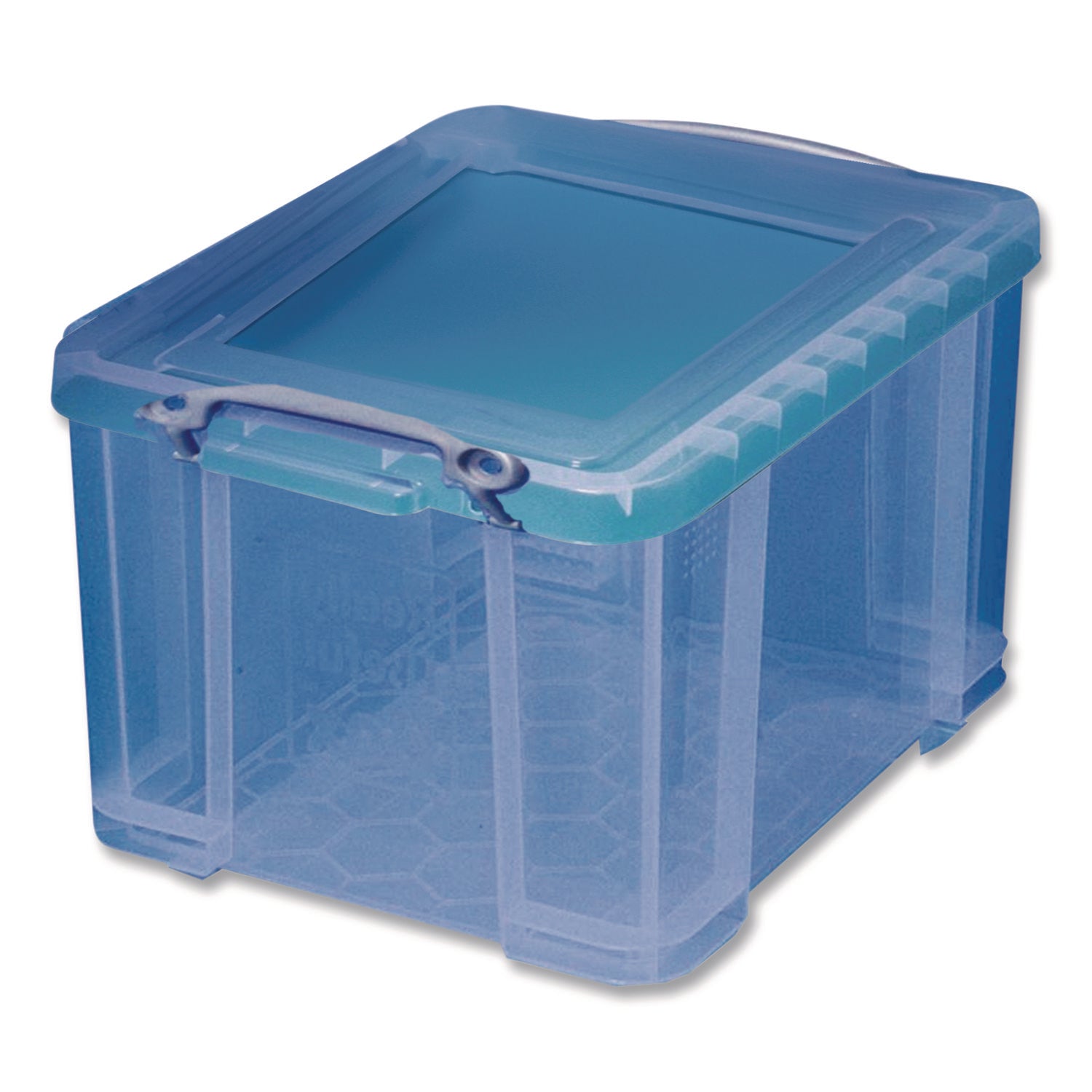 Snap-Lid Storage Bin, 8.45 gal, 14" x 18" x 12.25", Transparent Blue