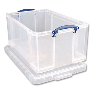 Snap-Lid Storage Bin, 11.09 gal, 17.31" x 20.5" x 12.25", Clear/Blue