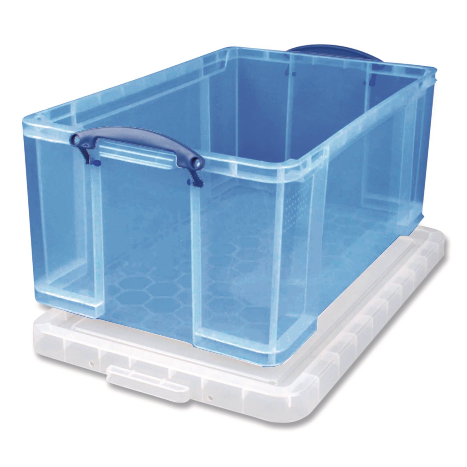 Snap-Lid Storage Bin, 16.9 gal, 17.31" x 28" x 12.25", Transparent Blue
