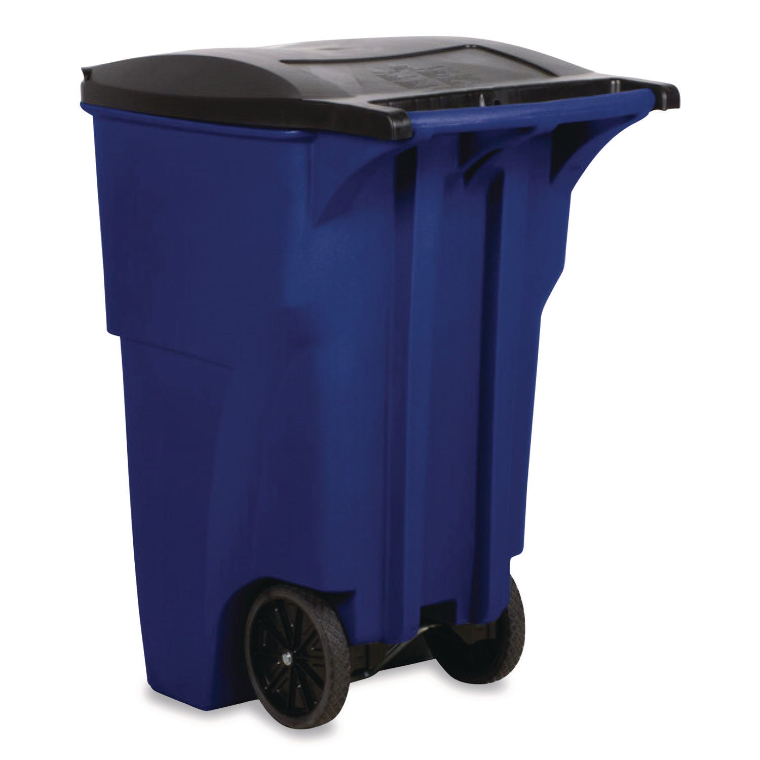 Rubbermaid Commercial Brute 95-gallon Rollout Container - Rollout Lid - 95 gal Capacity - Mobility, Heavy Duty, Wheels, Reinforced, Smooth, Ergonomic Handle, UV Resistant - 46" Height x 37.2" Width x 28.6" Depth - Blue - 1 Each