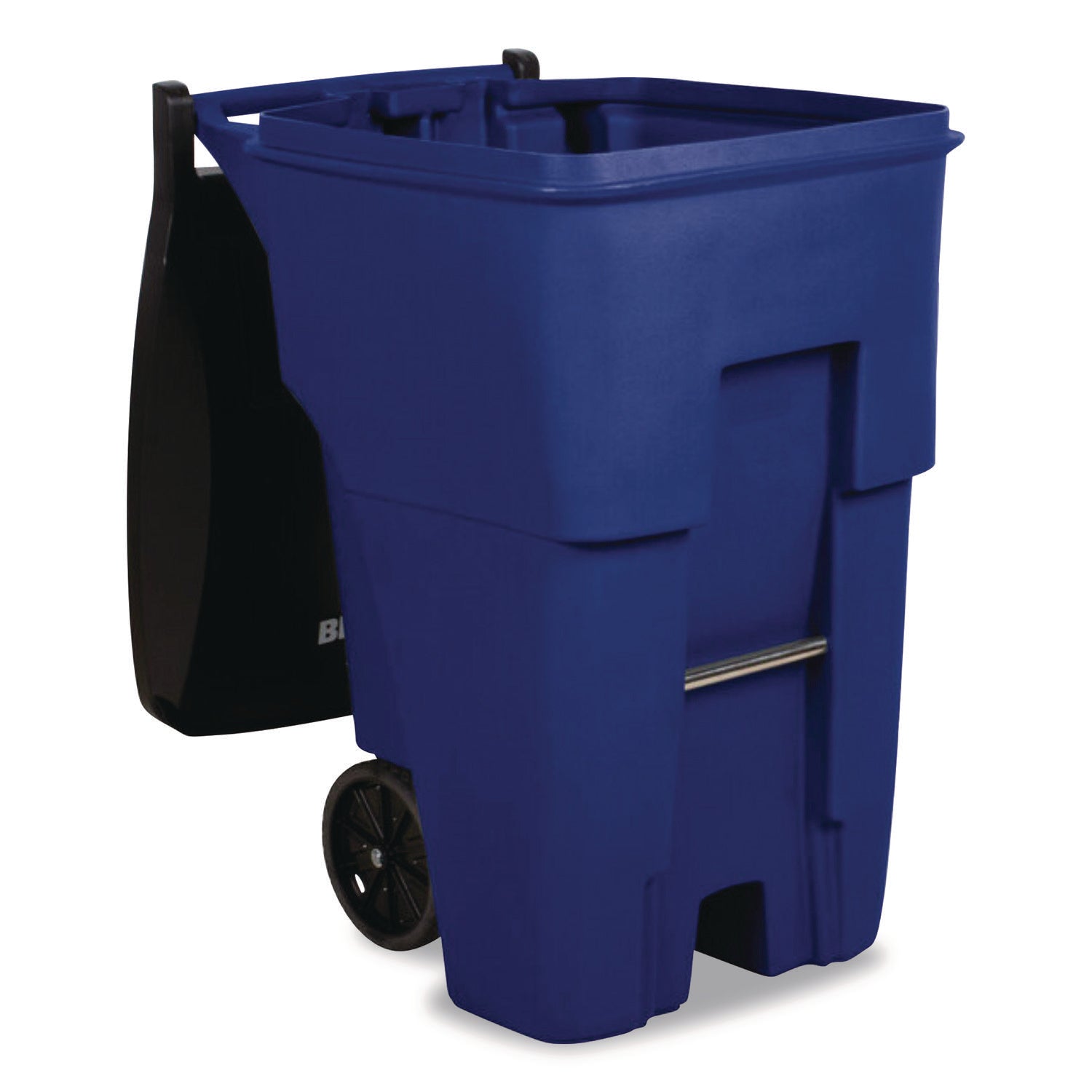 Rubbermaid Commercial Brute 95-gallon Rollout Container - Rollout Lid - 95 gal Capacity - Mobility, Heavy Duty, Wheels, Reinforced, Smooth, Ergonomic Handle, UV Resistant - 46" Height x 37.2" Width x 28.6" Depth - Blue - 1 Each