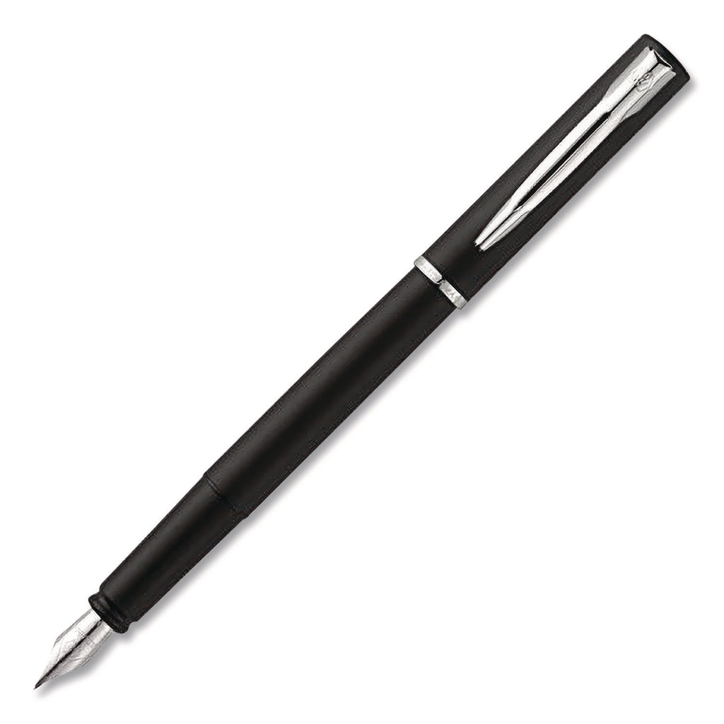Allure Fountain Pen, Stick, Fine Nib, Blue Ink, Black/Silver Barrel