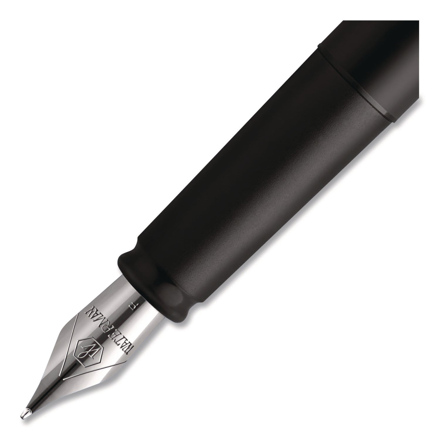 Allure Fountain Pen, Stick, Fine Nib, Blue Ink, Black/Silver Barrel