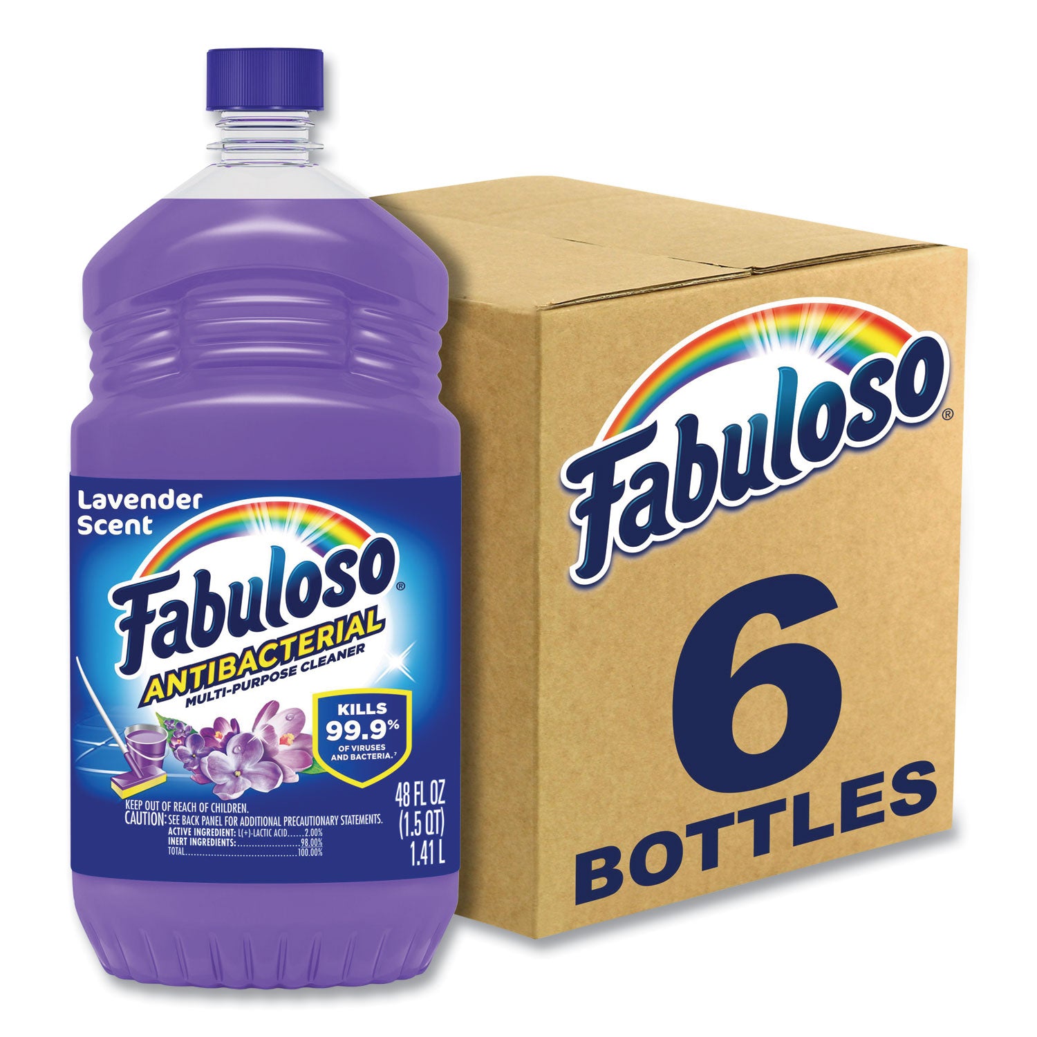 Antibacterial Multi-Purpose Cleaner, Lavender Scent, 48 oz Bottle, 6/Carton