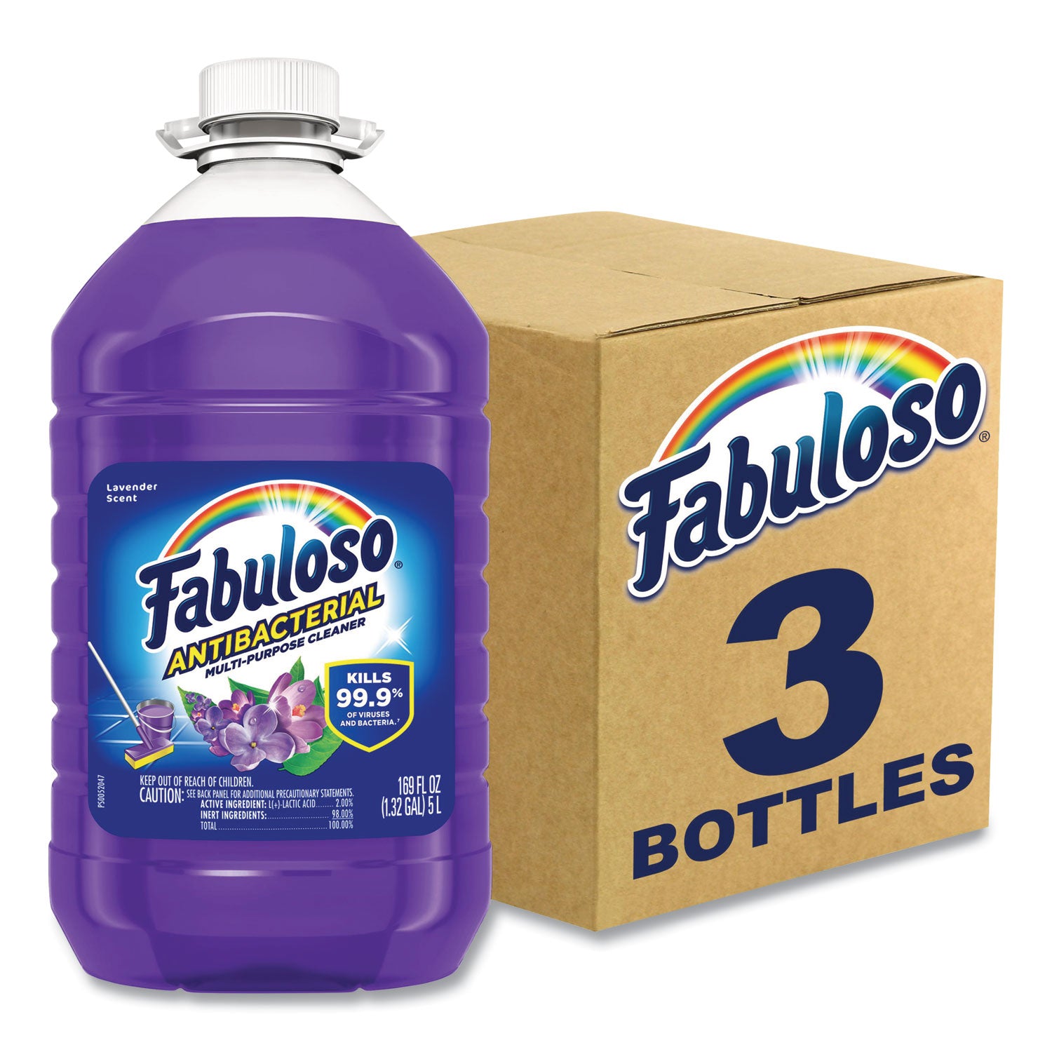 Antibacterial Multi-Purpose Cleaner, Lavender Scent, 169 oz Bottle, 3/Carton