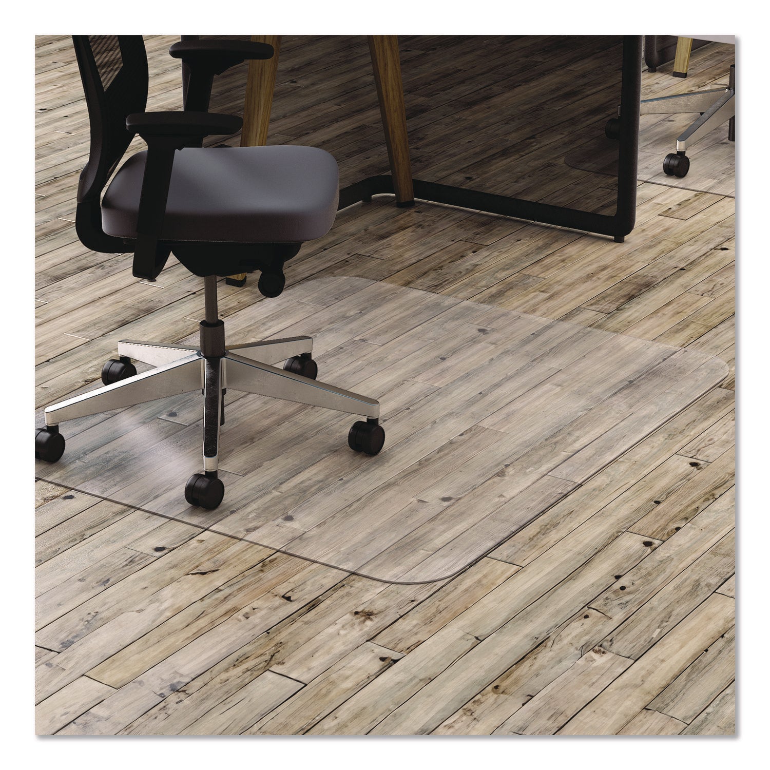 All Day Use Chair Mat - Hard Floors, 45 x 53, Rectangle, Clear