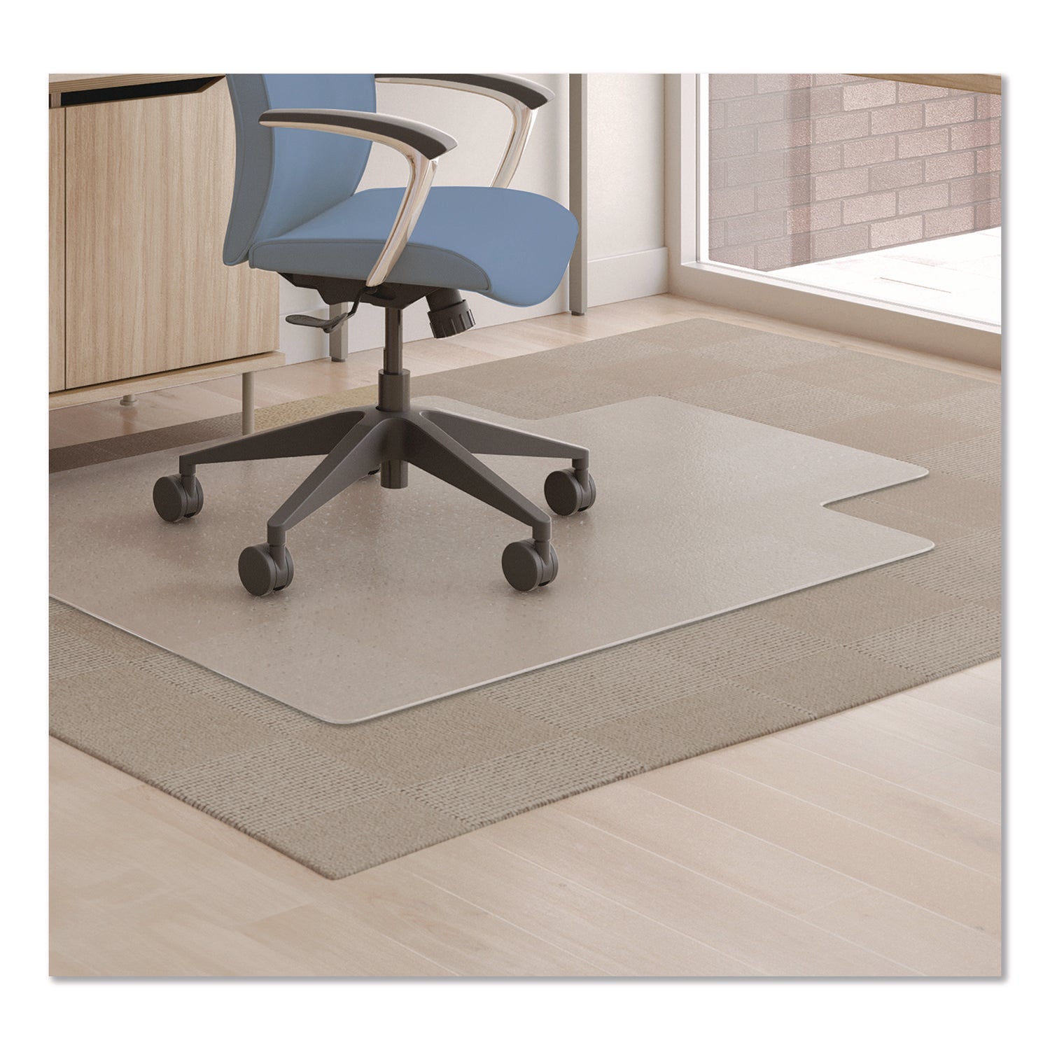 Antimicrobial Chair Mat, Medium Pile Carpet, 48 x 36, Lipped, Clear