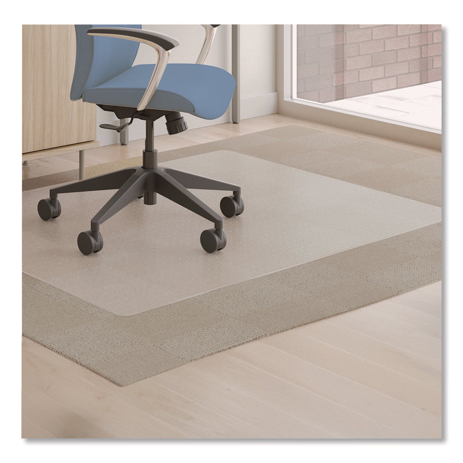 Antimicrobial Chair Mat, Medium Pile Carpet, 60 x 46, Rectangular, Clear