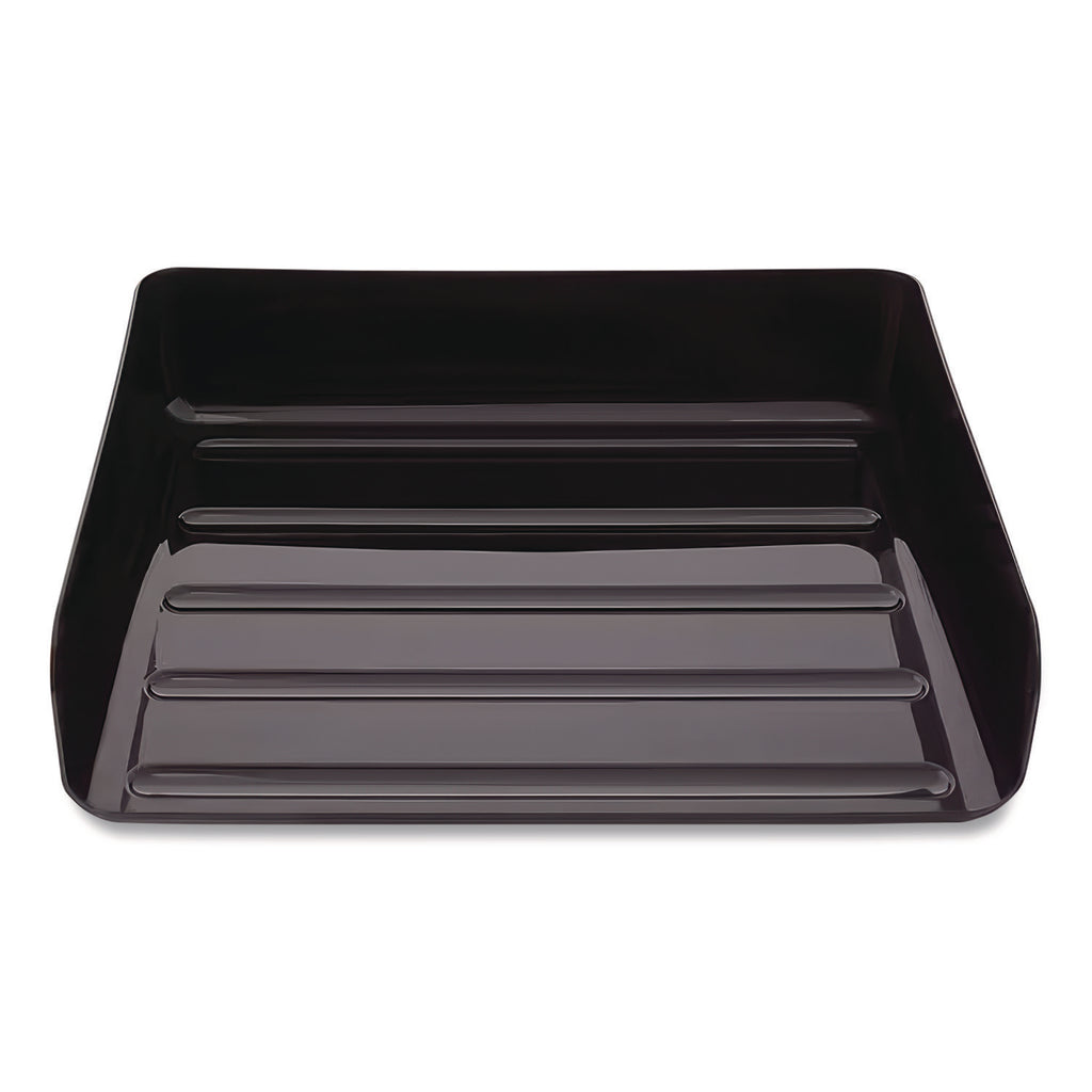 Side-Load Stackable Plastic Document Tray, 1 Section, Letter-Size, 12.63 x 9.72 x 3.01, Black, 6/Pack