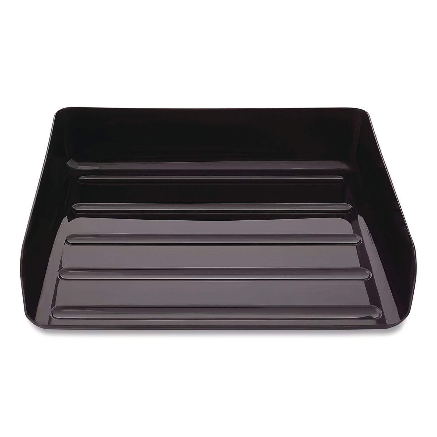 Side-Load Stackable Plastic Document Tray, 1 Section, Letter-Size, 12.63 x 9.72 x 3.01, Black, 6/Pack