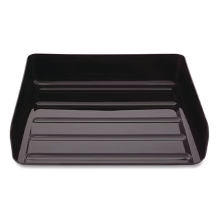 Side-Load Stackable Plastic Document Tray, 1 Section, Letter-Size, 12.63 x 9.72 x 3.01, Black, 6/Pack