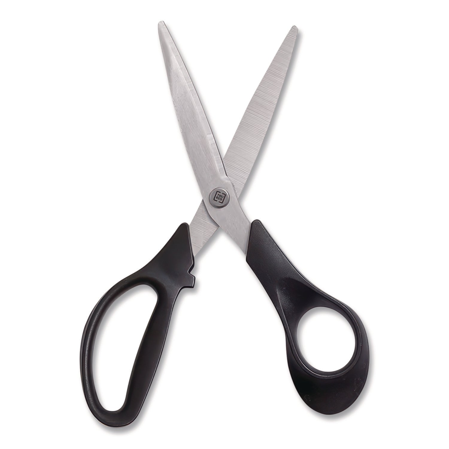 Stainless Steel Scissors, 8" Long, 3.58" Cut Length, Black Straight Handle