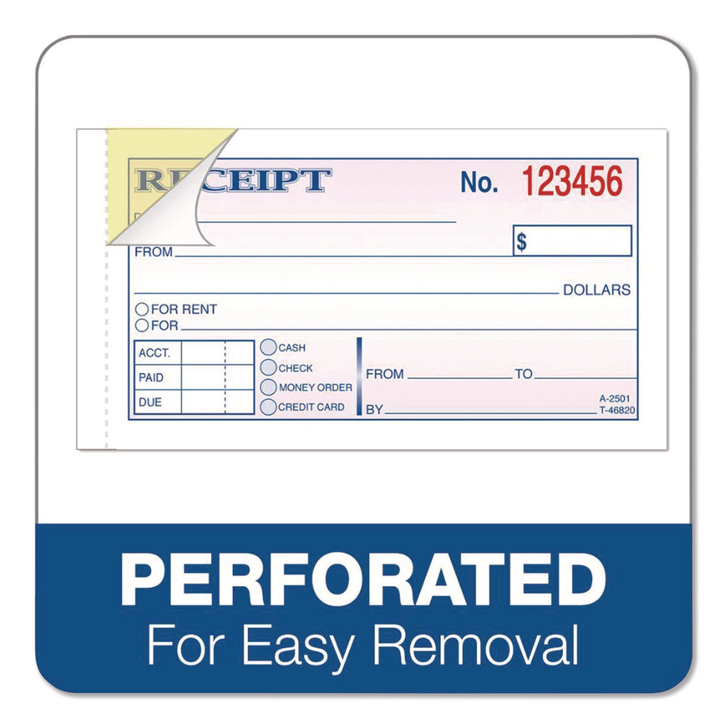 Adams Money/rent Receipt Books - 50 Sheet(s) - Tape Bound - 2 Part - 2.75" x 5.37" Form Size - White - Assorted Sheet(s) - 1 Each