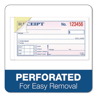 Adams Money/rent Receipt Books - 50 Sheet(s) - Tape Bound - 2 Part - 2.75" x 5.37" Form Size - White - Assorted Sheet(s) - 1 Each