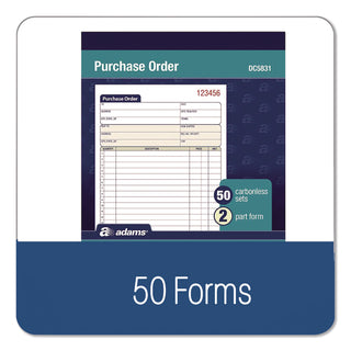 Adams Carbonless Purchase Order Statement - Tape Bound - 2 PartCarbonless Copy - 5.56" x 8.43" Sheet Size - 2 x Holes - White, Canary - Assorted Sheet(s) - 1 Each