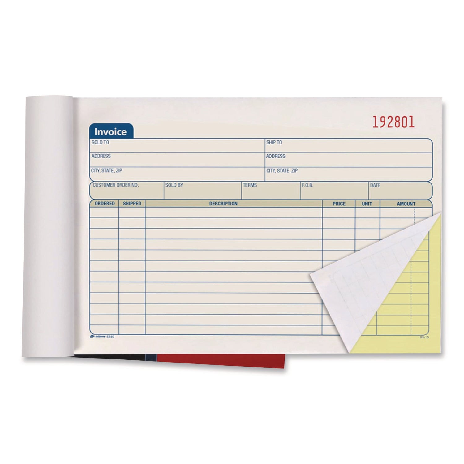 Two-Part Invoice Book, Two-Part Carbonless, 5.56 x 8.44, 50 Forms Total