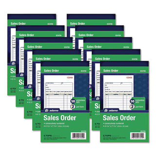 2-Part Sales Book, 12 Lines, Two-Part Carbonless, 4.19 x 7.19, 50 Forms/Pad, 10 Pads/Box