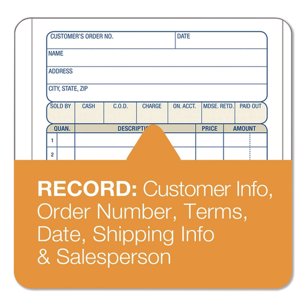 2-Part Sales Book, 12 Lines, Two-Part Carbonless, 4.19 x 7.19, 50 Forms/Pad, 10 Pads/Box