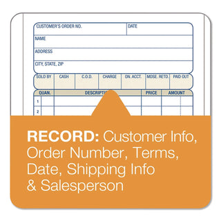 2-Part Sales Book, 12 Lines, Two-Part Carbonless, 4.19 x 7.19, 50 Forms/Pad, 10 Pads/Box