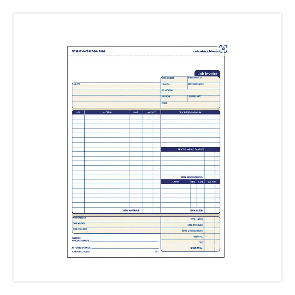 Adams Contractor Forms - 100 Sheet(s) - 2 PartCarbonless Copy - 8.50" x 11.43" Form Size - White - 1 Each