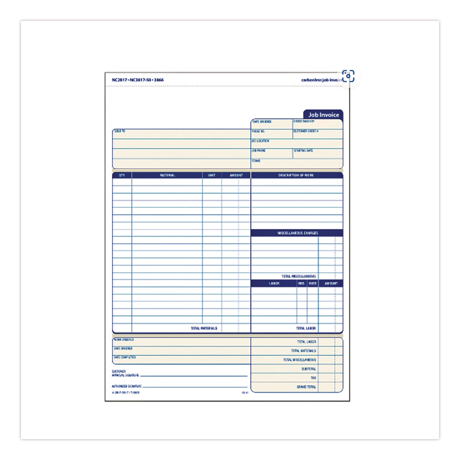 Adams Contractor Forms - 100 Sheet(s) - 2 PartCarbonless Copy - 8.50" x 11.43" Form Size - White - 1 Each
