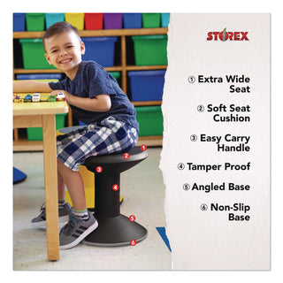 Storex Wiggle Stool - Black - 1 / Carton