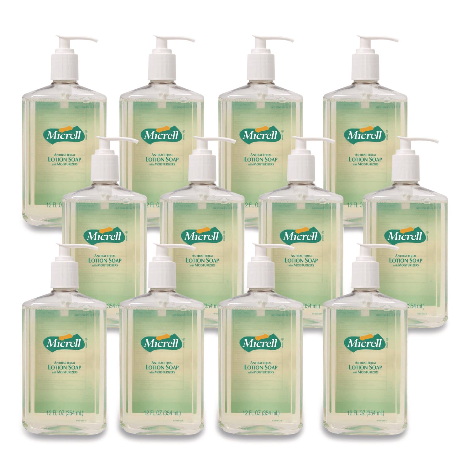 Micrell Antibacterial Lotion Soap - 12 fl oz (354.9 mL) - Pump Bottle Dispenser - Kill Germs - Hand - Antibacterial - Orange - Fast Acting, Bio-based, Non-irritating, Triclosan-free - 12 / Carton