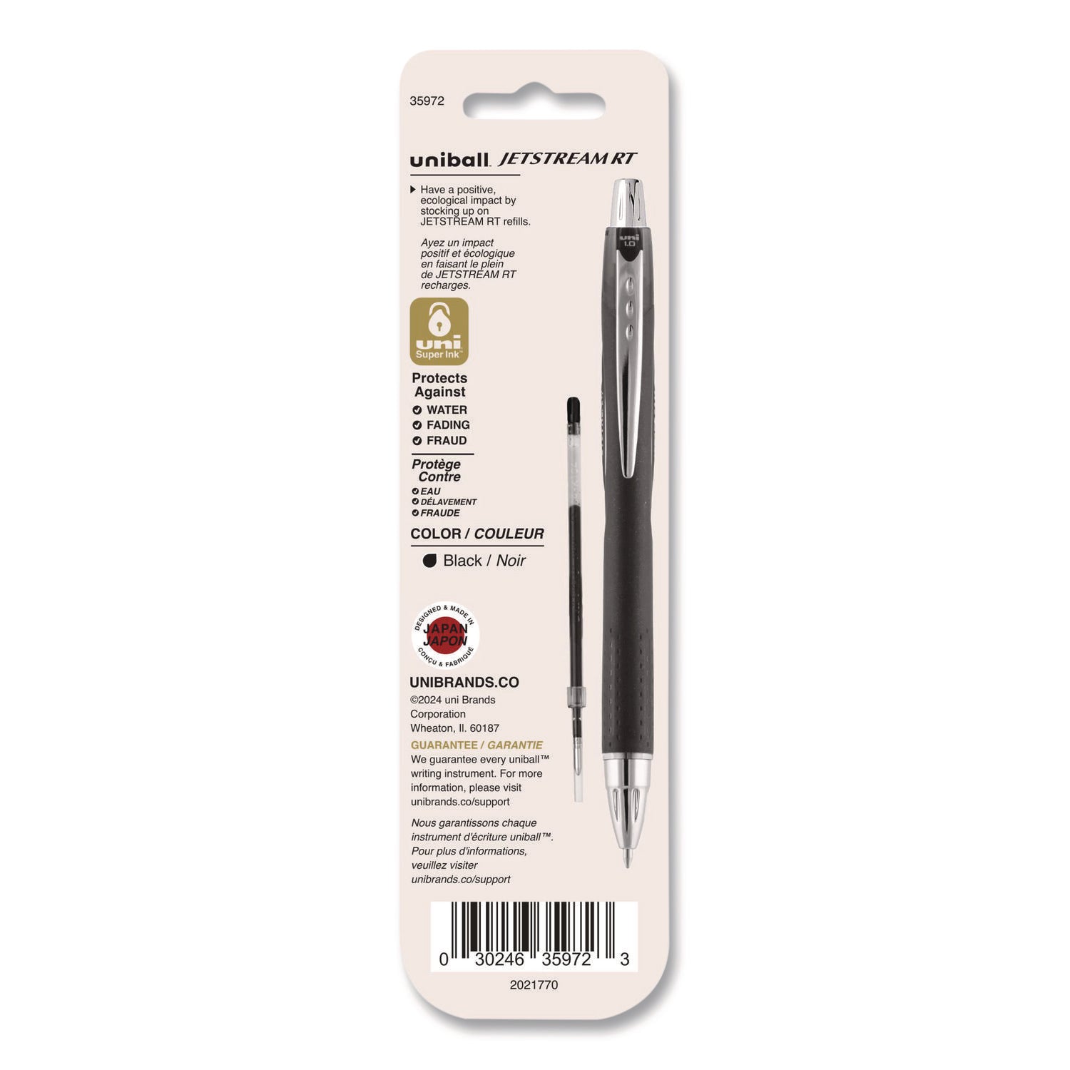 Refill for JetStream RT Pens, Bold Conical Tip, Black Ink, 2/Pack