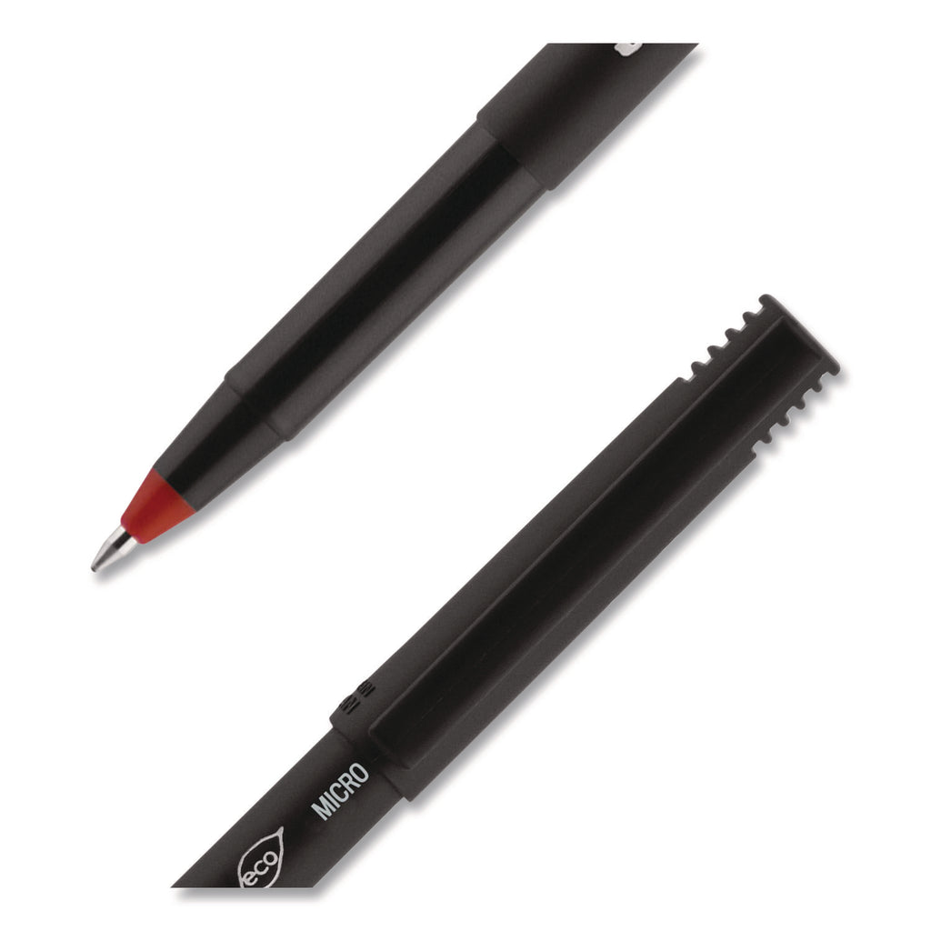 ONYX Roller Ball Pen, Stick, Extra-Fine 0.5 mm, Red Ink, Black/Red Barrel, Dozen