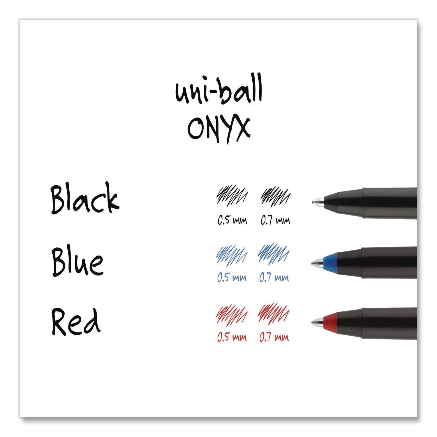 ONYX Roller Ball Pen, Stick, Extra-Fine 0.5 mm, Red Ink, Black/Red Barrel, Dozen