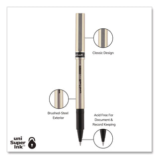 Deluxe Roller Ball Pen, Stick, Fine 0.7 mm, Black Ink, Champagne/Black Barrel, Dozen