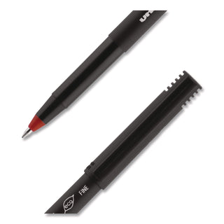 ONYX Roller Ball Pen, Stick, Fine 0.7 mm, Red Ink, Black/Red Barrel, Dozen