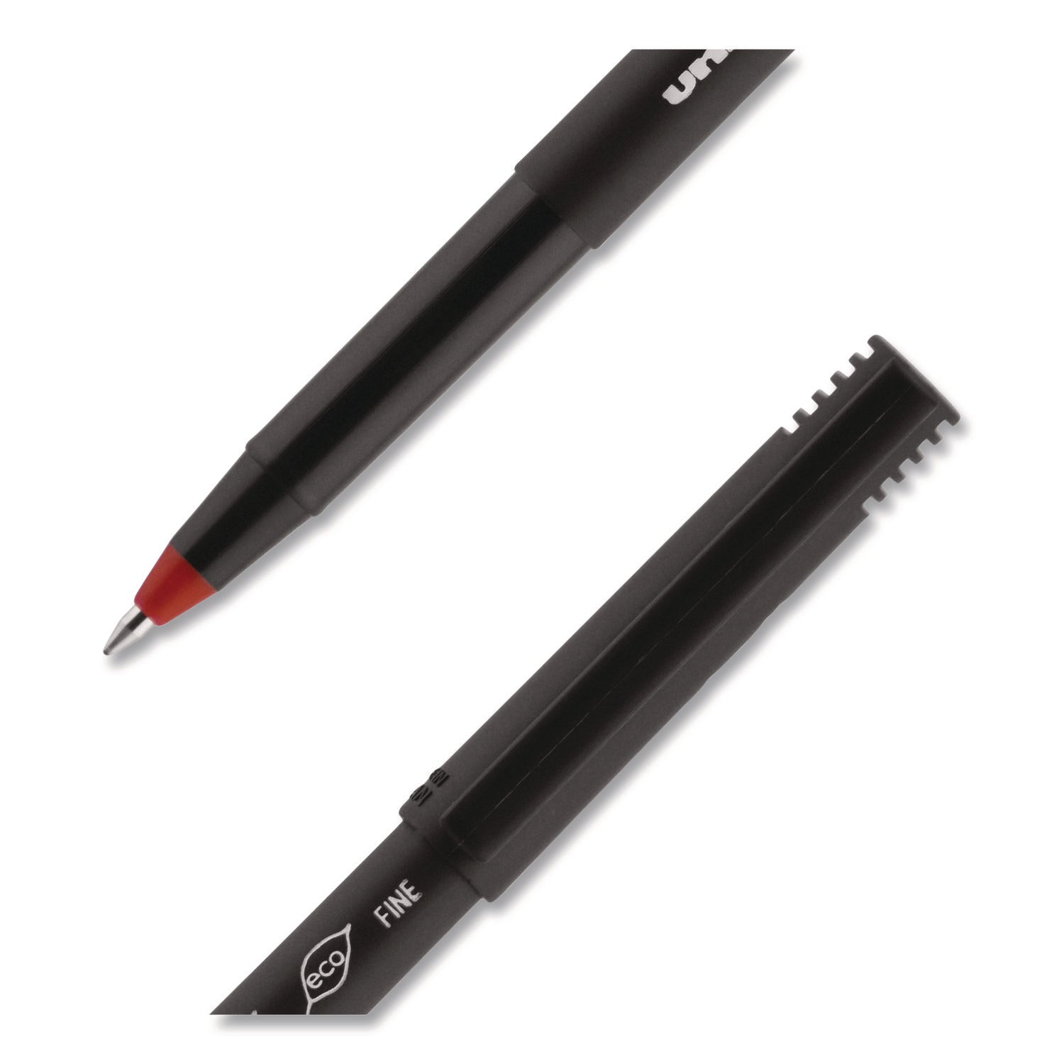 ONYX Roller Ball Pen, Stick, Fine 0.7 mm, Red Ink, Black/Red Barrel, Dozen