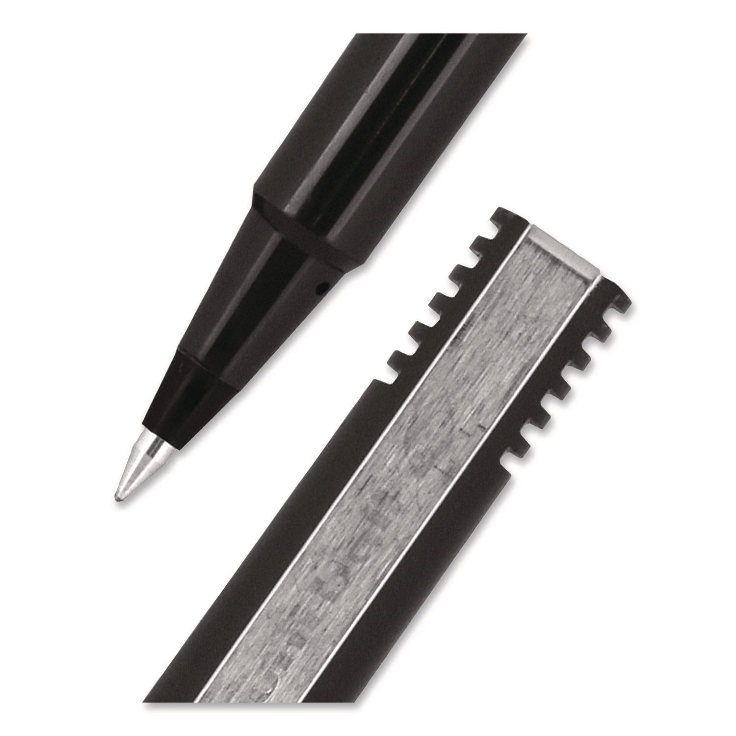 Roller Ball Pen, Stick, Extra-Fine 0.5 mm, Black Ink, Black Matte Barrel, Dozen