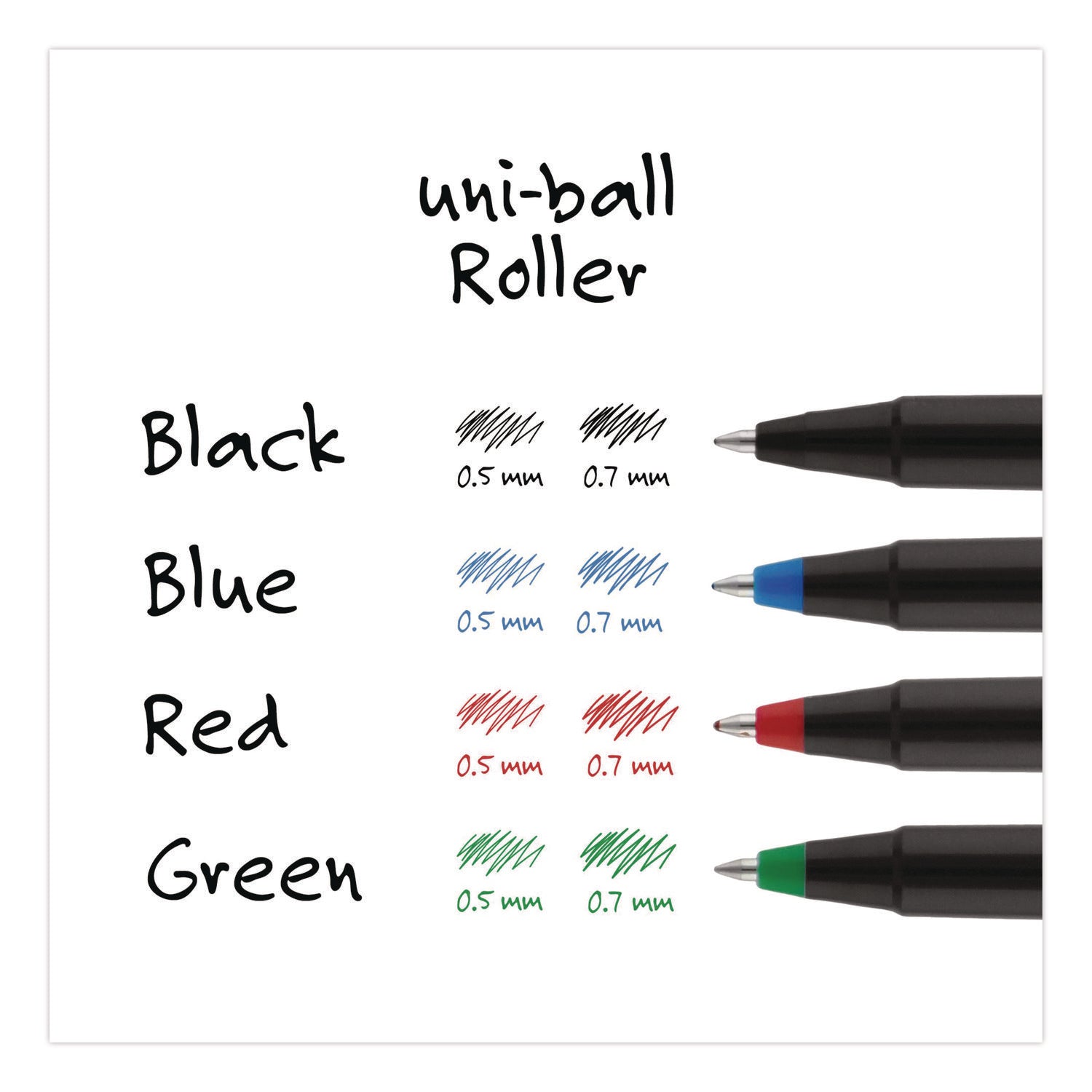 Roller Ball Pen, Stick, Extra-Fine 0.5 mm, Green Ink, Black/Green Barrel, Dozen