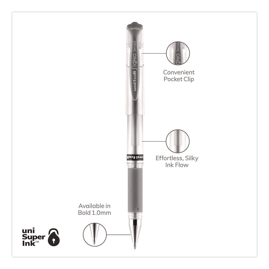 IMPACT Gel Pen, Stick, Medium 1 mm, Silver Metallic Ink, Silver Barrel
