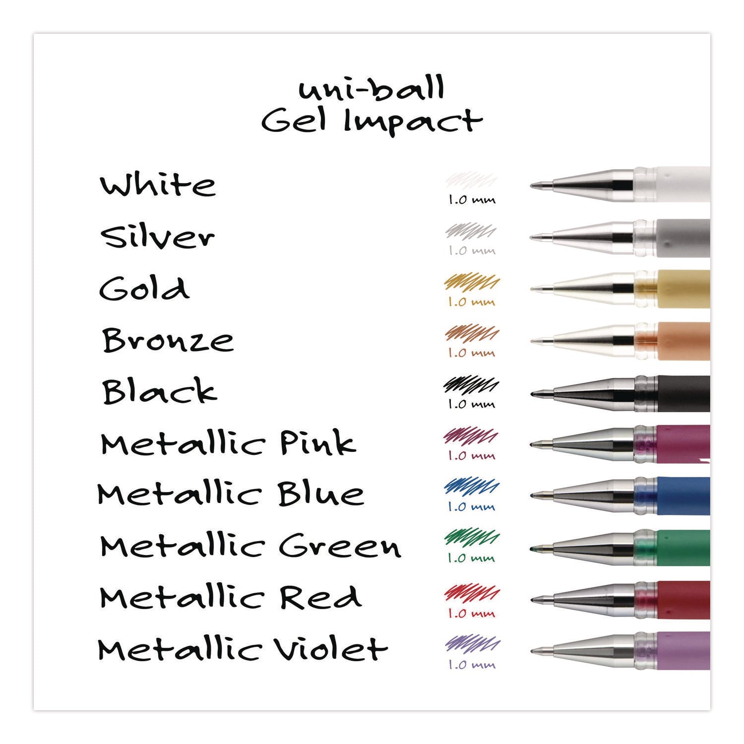 IMPACT Gel Pen, Stick, Medium 1 mm, Silver Metallic Ink, Silver Barrel