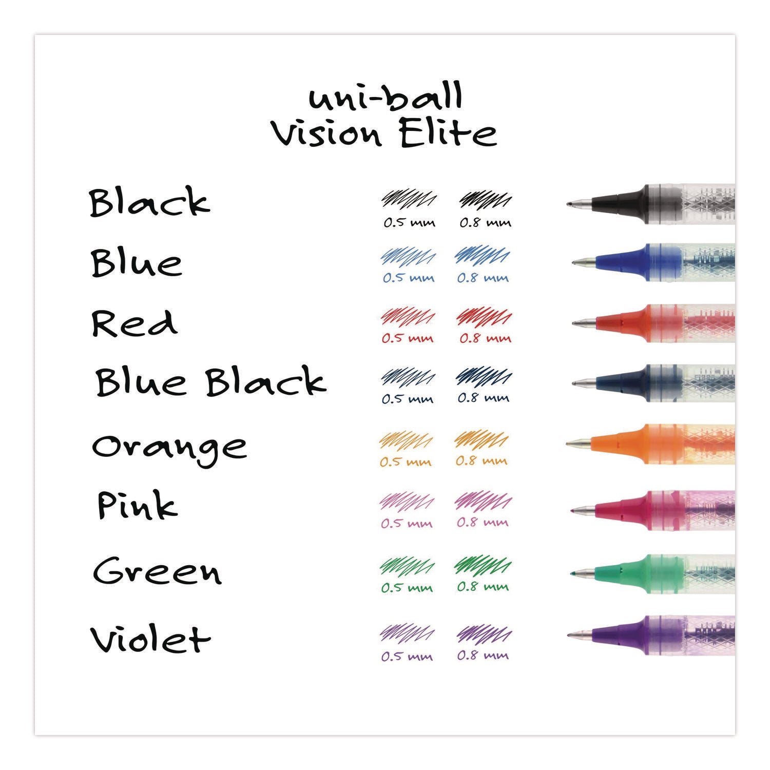 VISION ELITE Hybrid Gel Pen, Stick, Bold 0.8 mm, Black Ink, White/Black/Clear Barrel