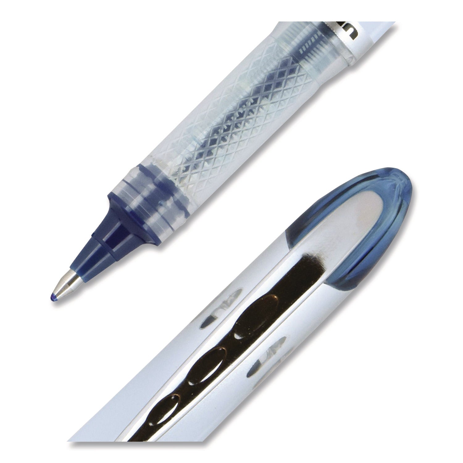 VISION ELITE Hybrid Gel Pen, Stick, Bold 0.8 mm, Blue-Infused Black Ink, White/Blue/Clear Barrel