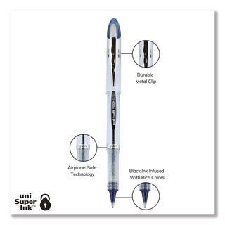 VISION ELITE Hybrid Gel Pen, Stick, Bold 0.8 mm, Blue-Infused Black Ink, White/Blue/Clear Barrel