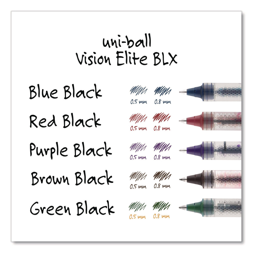 VISION ELITE Hybrid Gel Pen, Stick, Bold 0.8 mm, Blue-Infused Black Ink, White/Blue/Clear Barrel