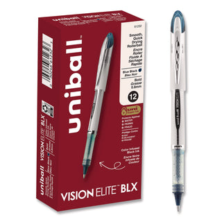 VISION ELITE Hybrid Gel Pen, Stick, Bold 0.8 mm, Blue-Infused Black Ink, White/Blue/Clear Barrel