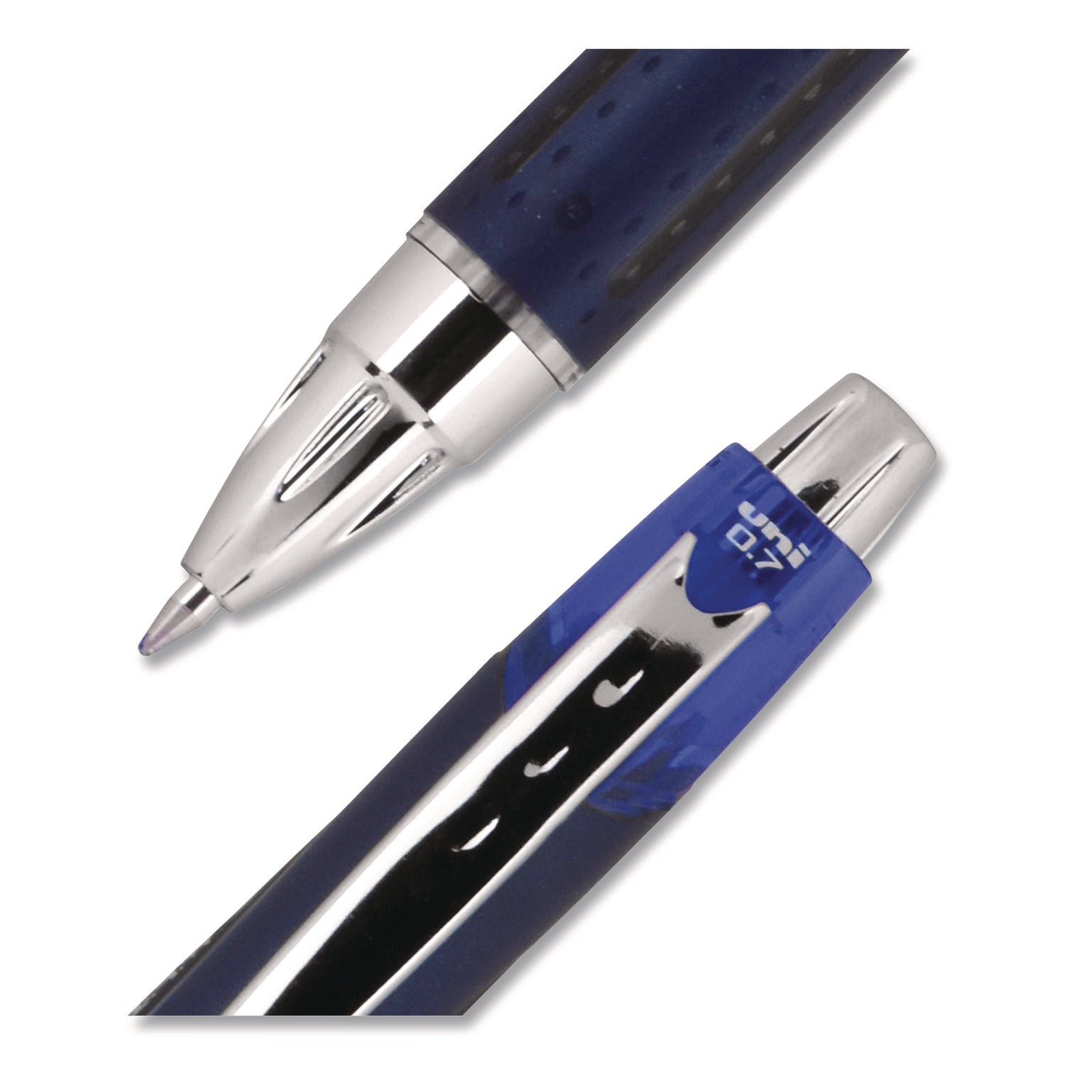 Jetstream Retractable Hybrid Gel Pen, Fine 0.7 mm, Blue Ink, Blue/Silver Barrel