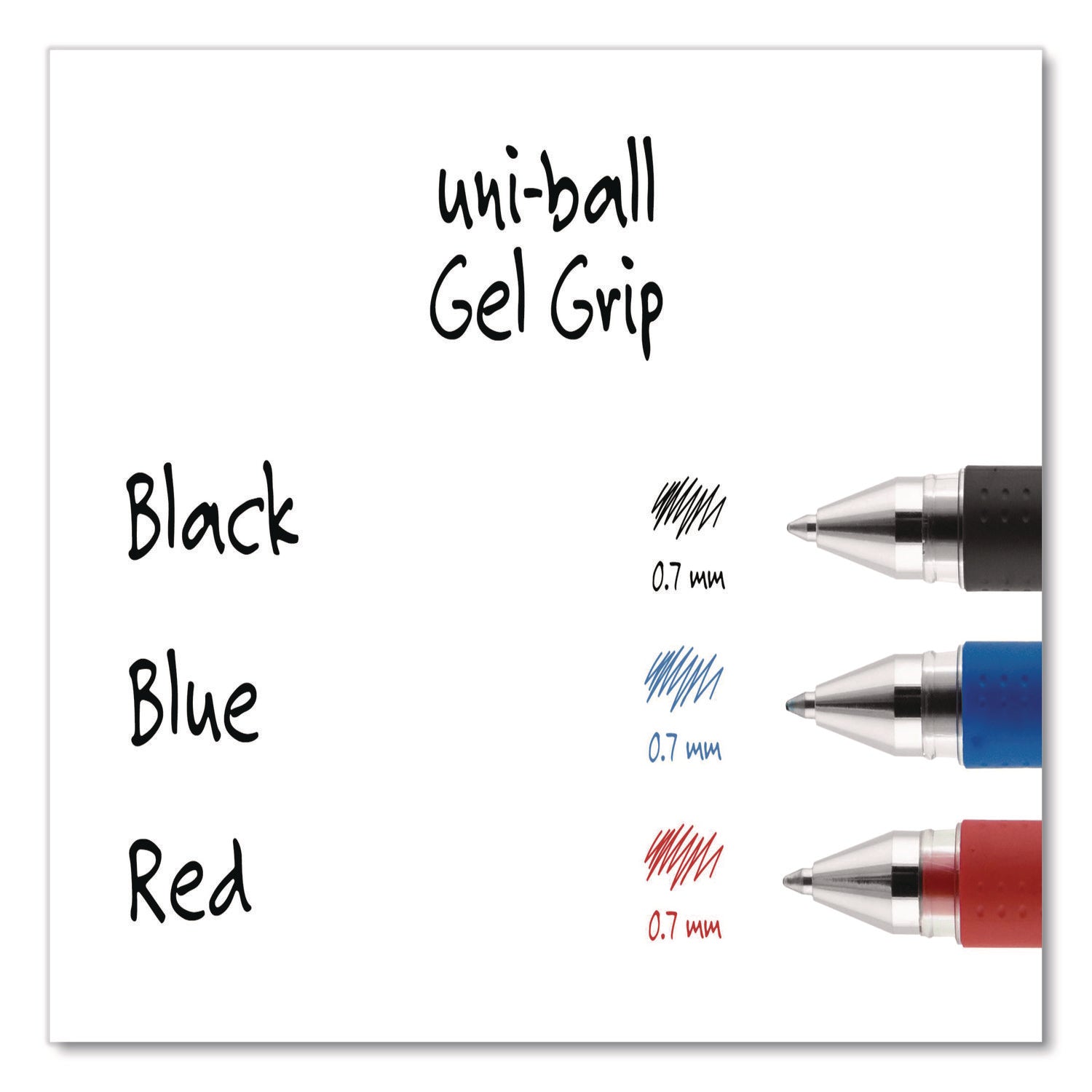 Signo GRIP Gel Pen, Stick, Medium 0.7 mm, Blue Ink, Clear/Blue/Silver Barrel, Dozen